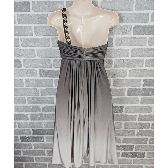 Cache Gray Ombre Womens Sz 2 Jeweled Beaded Strap Flowy Lined Midi Dress‎ - Picture 3 of 11